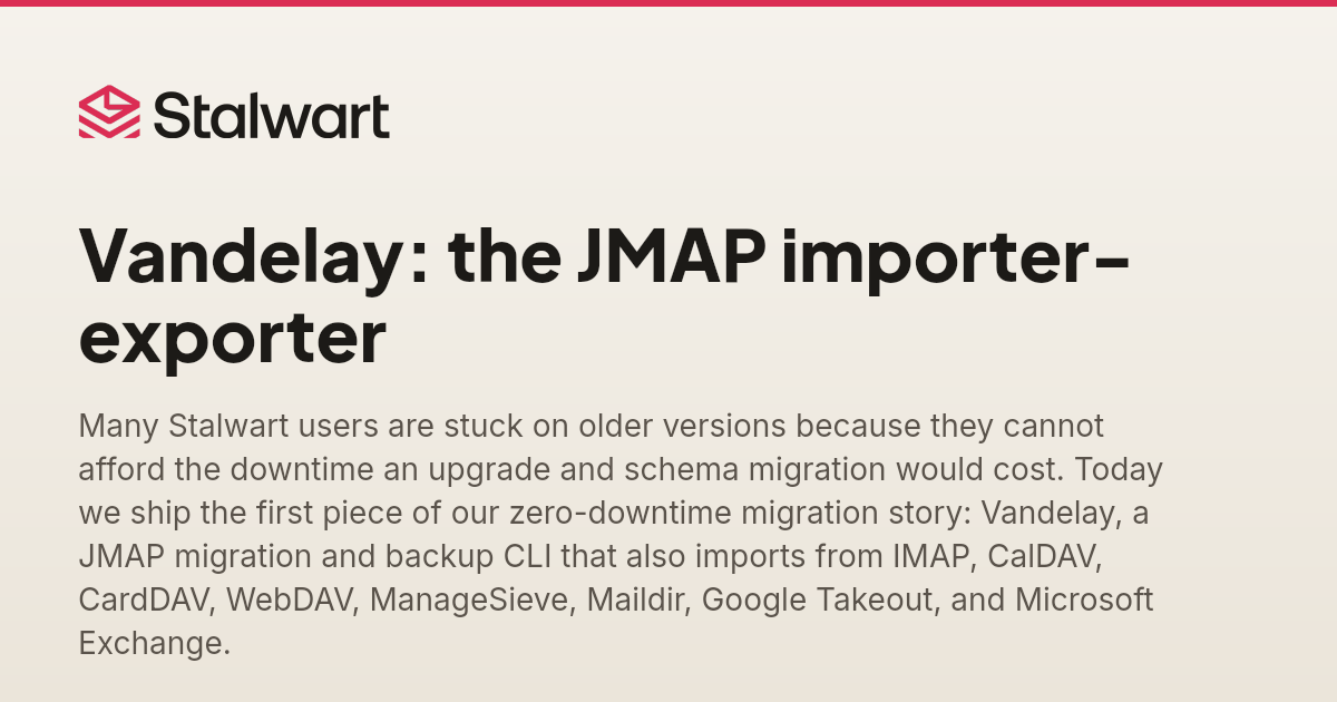 Vandelay: the JMAP importer-exporter | Stalwart