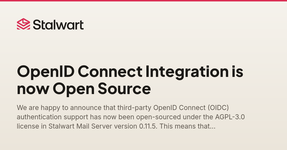 OpenID Connect Integration is now Open Source | Stalwart